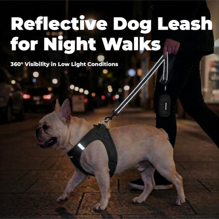 Reflective Dog Leash with Neoprene Handle Heavy Duty Walking Training Black