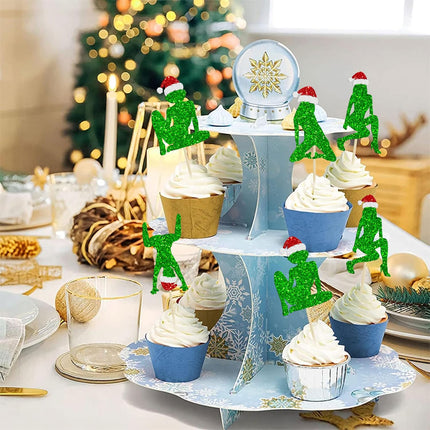 24PCS Christmas Cupcake Toppers – Glitter Ho Ho Hos Picks for Holiday Parties