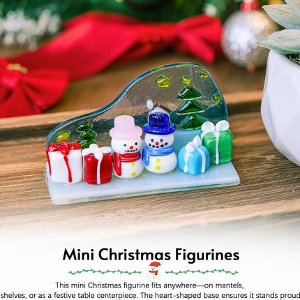 Christmas Snowman Figurine | Handmade Blown Glass Ornament with Gift Box