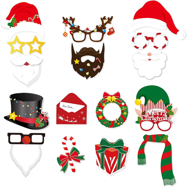 42-Piece Christmas Photo Booth Props Set – Fun Holiday Selfie Party Decorations