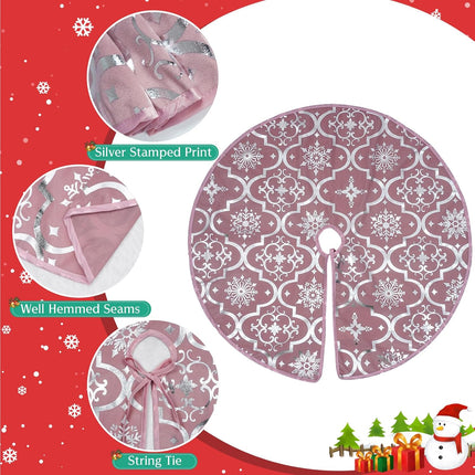 Rose Pink Christmas Tree Skirt with Stocking – Elegant Xmas Tree Decoration Set