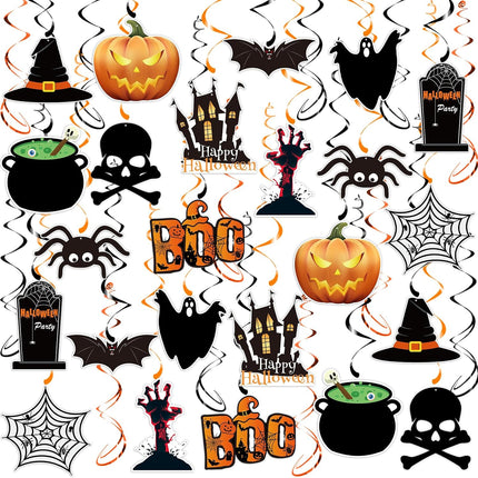 36-Piece Halloween Hanging Swirls, Ghost Pumpkin Skull Ceiling Party Decorations
