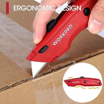 Premium Retractable Utility Knife – Heavy Duty Metal Box Cutter + 10 Blades