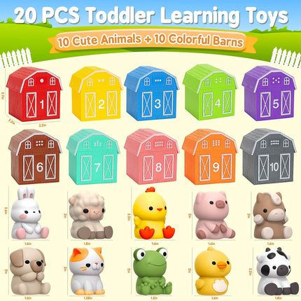 20PCS Farm Animal Learning Toys, Montessori Counting & Sorting for Toddlers