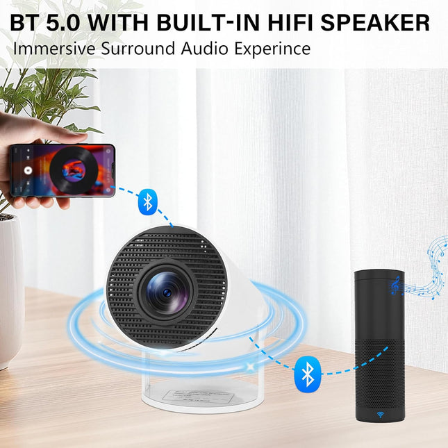 Mini 4K/1080P HD Projector, Portable with Bluetooth & WiFi, Android TV 11