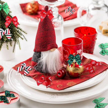 150PCS Christmas Mini Bows – Tiny Twist Tie Bows for DIY Crafts, Sewing, and Party Decor