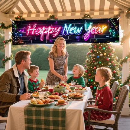 Happy New Year Party Banner – 78.7×15.7in Indoor & Outdoor Decorations