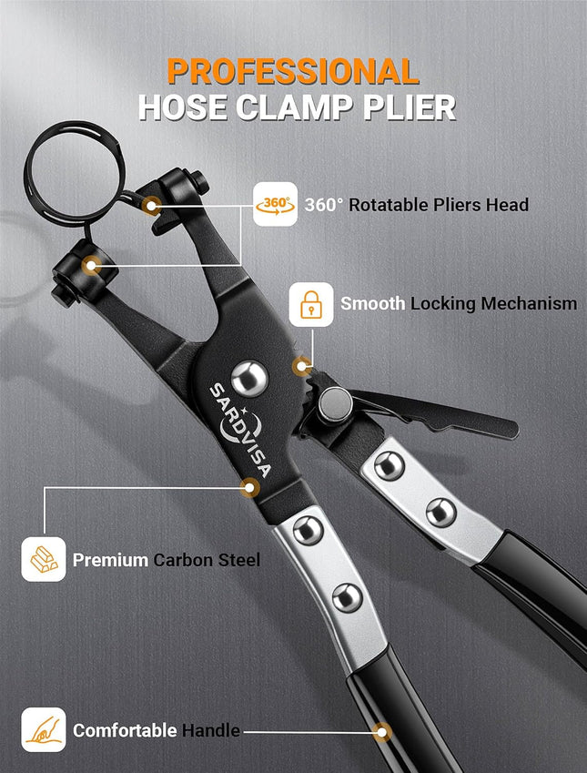 Hose Clamp Pliers – Heavy Duty Tool with Locking Gear & Non-Slip Handle for Clamps