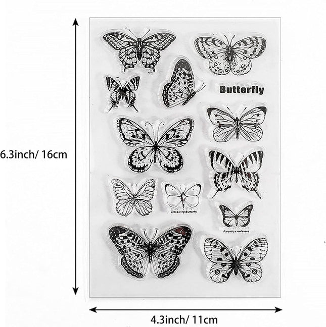 6 Sheets Clear Silicone Stamps Card Making, Floral Butterfly Holiday Stamps Scrapbooking