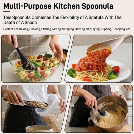 3 Pack Silicone Cooking Spatula Spoonula Set for Nonstick Baking Mixing Stirring
