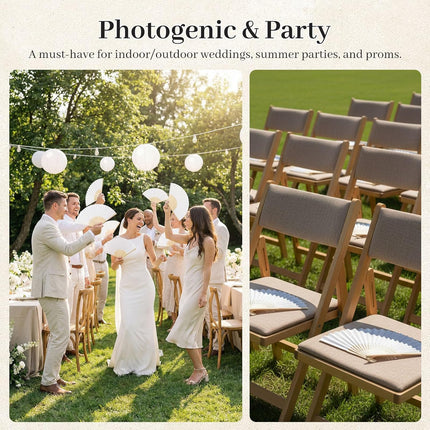 12-Pack White Paper Fans – 8.3" Foldable Hand Fans for Weddings & Parties