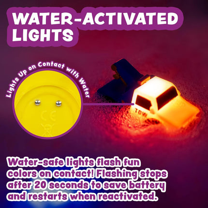 6 Pack Light Up Bath Toys Water Activated Flashing Color Change Cars