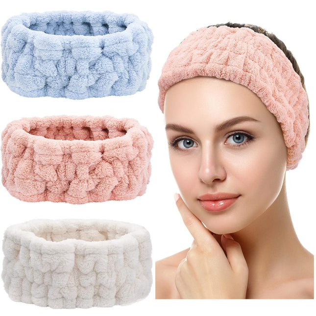 3-Piece Spa Headband Set – Soft Terry Cloth Hairbands for Face Wash & Masks