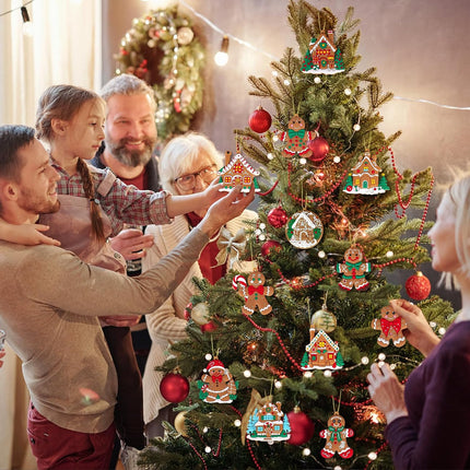 12PCS Gingerbread Ornaments for Christmas Tree, Plastic Gingerbread Decorations