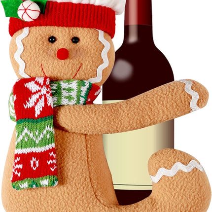 Christmas Gingerbread Man Plush Topper | Red, White & Green Holiday Decor