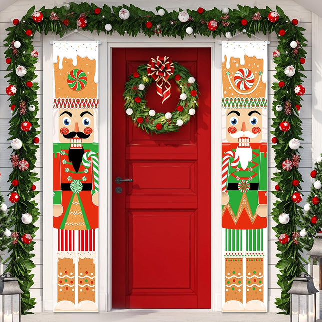 2pcs Christmas Soldier Porch Banners – Lollipop Front Door Holiday Decorations