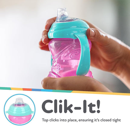 3-Pack Clik-It Grip N’ Sip Sippy Cups – 10oz, Soft Spout, No-Spill