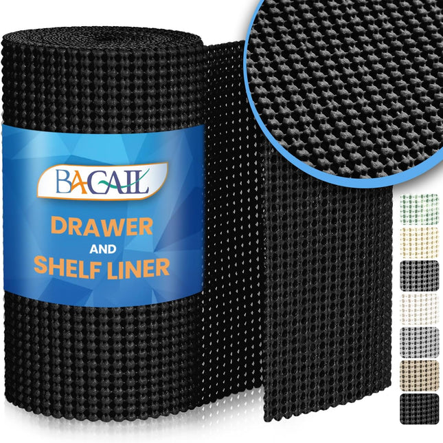 Black Shelf Liner – Thick, Non-Adhesive, Perfect for Drawers & Cabinets