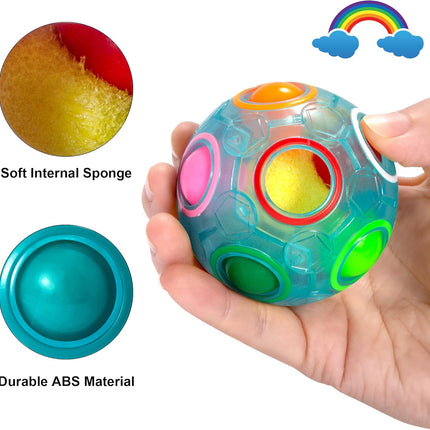 Magic Rainbow Puzzle Ball Fidget Brain Teaser Toy 2 Pack for Kids Adults