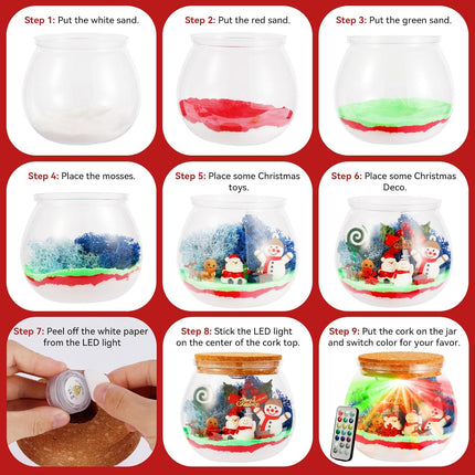 Christmas Terrarium Craft Kit for Kids – LED DIY Xmas Gift Set Ages 4-12