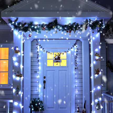 Christmas Snowflake Lights – 2 Pack 50 LED String Lights, Battery, Waterproof