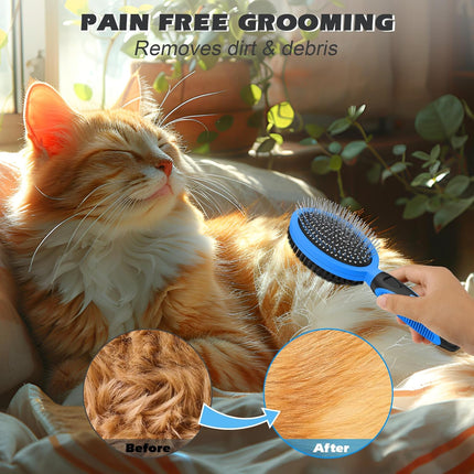 2PCS Pet Grooming Tools – Double-Sided Brush for Shedding & Bathing, Dogs, Cats, Horses (Blue)