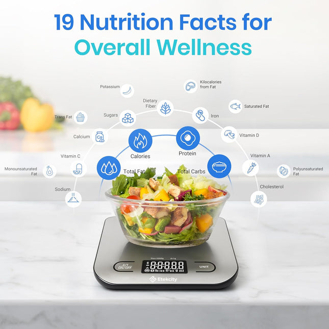 Digital Nutrition Kitchen Scale with Grams & Ounces, 304 Stainless Steel