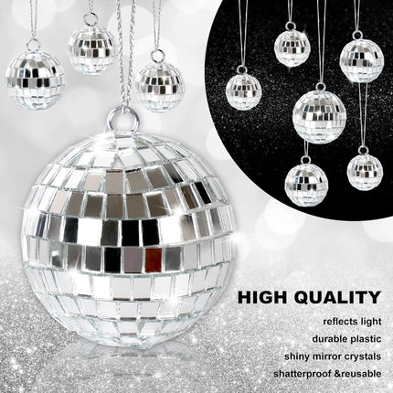 20PCS Silver Mirror Disco Balls – Hanging Ornaments for 70s Party & Dance Decor