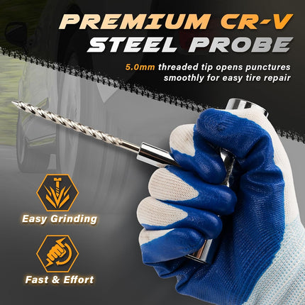 32PCS Flat Tire Repair Kit, Heavy-Duty Tubeless Puncture Repair Tools for Car ATV