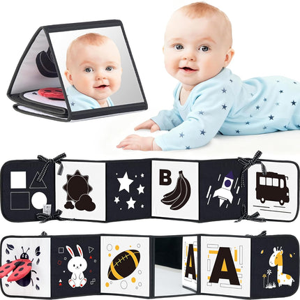 Black & White Baby Sensory Book, Tummy Time Toy for Infant Visual Learning