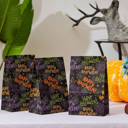 30-Pack Halloween Paper Treat Bags, 9.1x5.1x3.1in Spider Web Goodie Bags