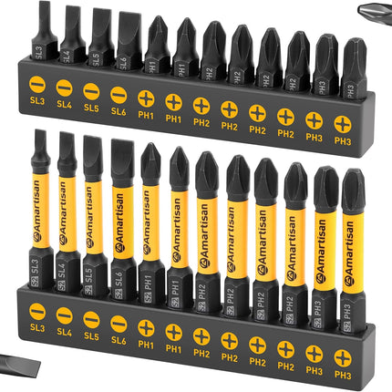 24 Piece Magnetic Screwdriver Bit Set 2.3" Long with Storage Box