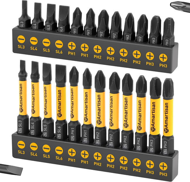24 Piece Magnetic Screwdriver Bit Set 2.3" Long with Storage Box