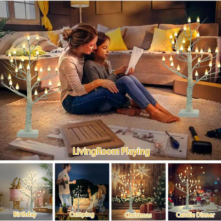 2Ft Lighted Christmas Tree with 24 LED Flameless Candles for Indoor Décor