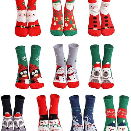 Adult Christmas Fuzzy Socks with Grips Plus Size Warm Cozy Holiday Gift