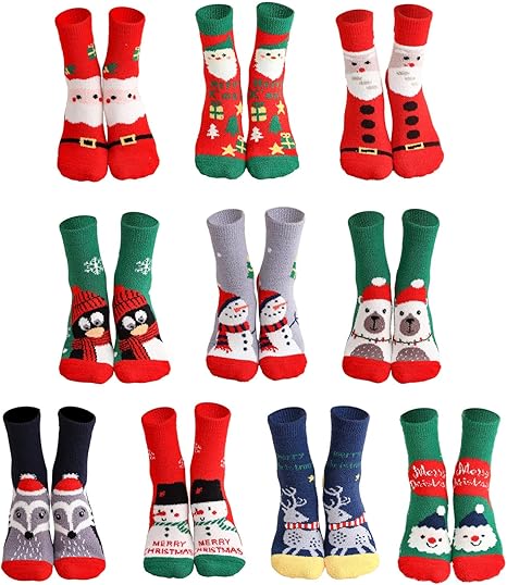 Adult Christmas Fuzzy Socks with Grips Plus Size Warm Cozy Holiday Gift