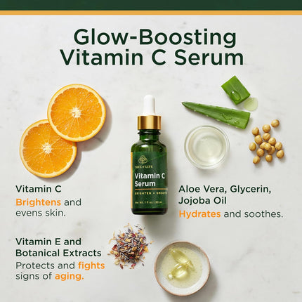 Vitamin C Skincare Set – Brightening Face Oil & Serum with Hyaluronic Acid