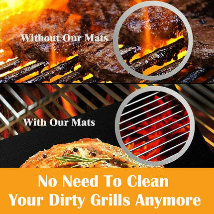 5-Pack Nonstick Grill Mats, Reusable BBQ Teflon Mats for Gas, Charcoal & Electric Grills