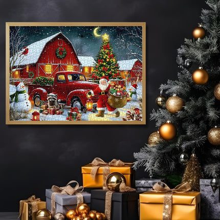 1000-Piece Christmas Puzzle for Adults – Santa, Snow, Red Truck & Snowman