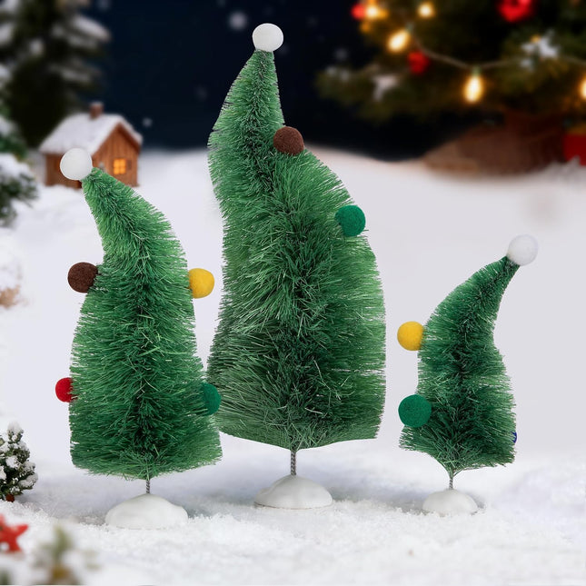 3PCS Wonky Tabletop Christmas Trees – Whimsical Bendable Holiday Decor