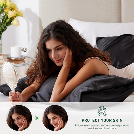 2 Pack Satin Pillowcases Queen 20x30, Cooling Silk-Like Hair & Skin Covers