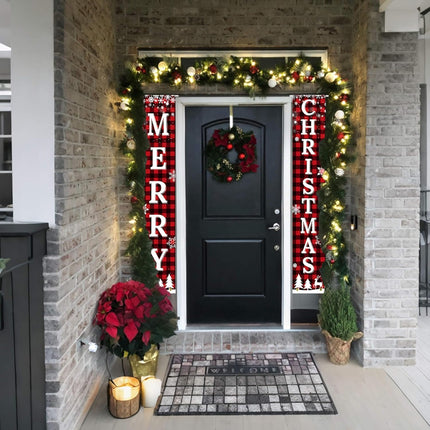 Christmas Outdoor Decorations Versatile Merry Christmas Yard Sign & Plaid Door Banner