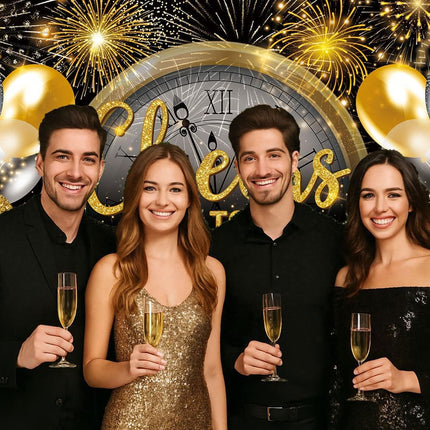 Cheers to the New Year 7x5FT Banner Photo Background NYE 2026 Party Supplies