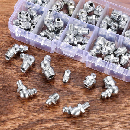 60 Pcs Metric Grease Fittings Kit M6 M8 M10 Hydraulic Grease Zerk Assortment