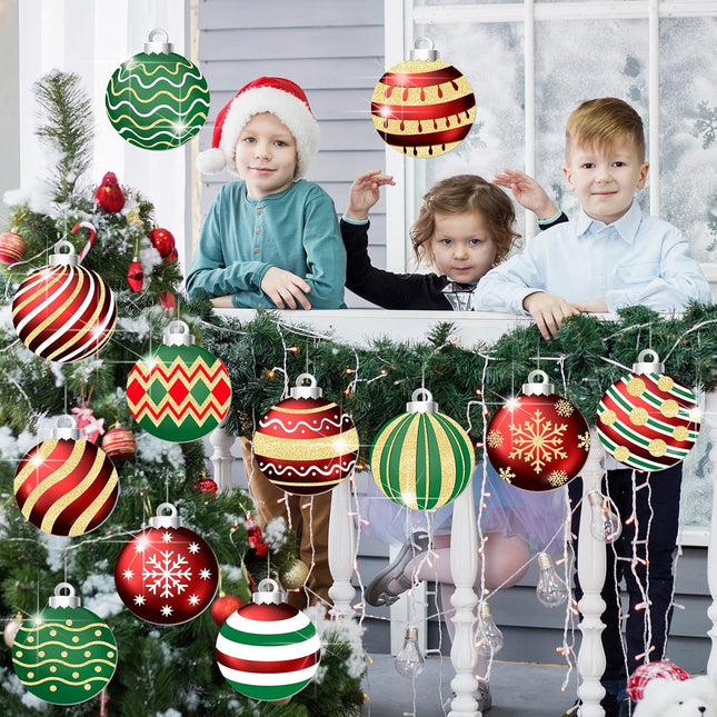 12-Pcs Hanging Candy Cane Ornaments for Christmas Yard: 8x8 Inch Outdoor Decorations