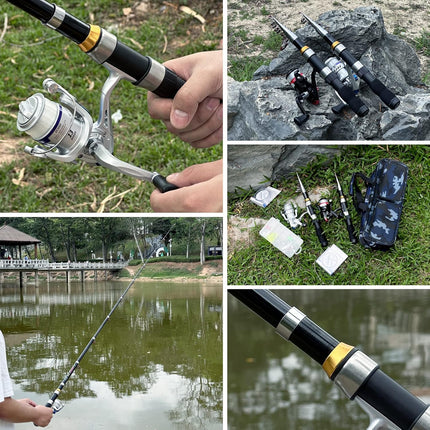 2PCS Telescopic Fishing Rod & Reel Combo with Bag for Travel Fishing