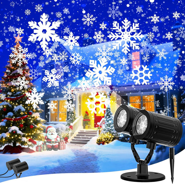 Christmas Projector Lights Outdoor – 2025 Upgrade, Double Head, IP65, Timer