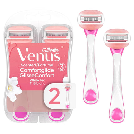 Smooth Shave Women’s Razors – ComfortGlide, White Tea Scented, 2 Count