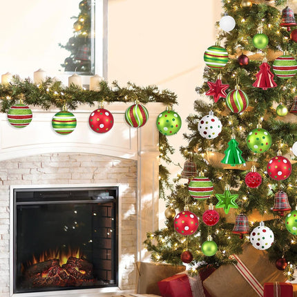 30PCS Red and Green Christmas Ball Ornaments, Holiday Tree Decorations