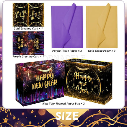 2-Piece NYE Gift Bags – 13×10.2×4.9in Happy New Year Party Supplies